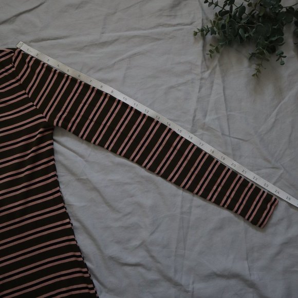 AMERICAN APPAREL Stripe 2x1 Mock Neck Rib Dress M - Picture 10 of 11